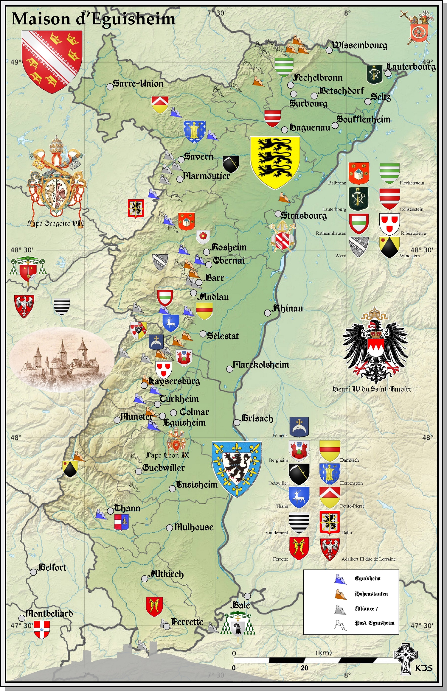 Carte des Eguisheim en Alsace